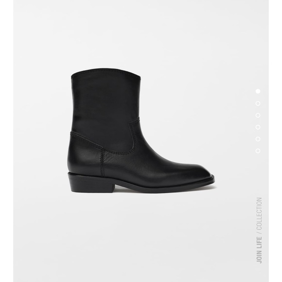 Zara Leather Cowboy Boots - Picture 1 of 10